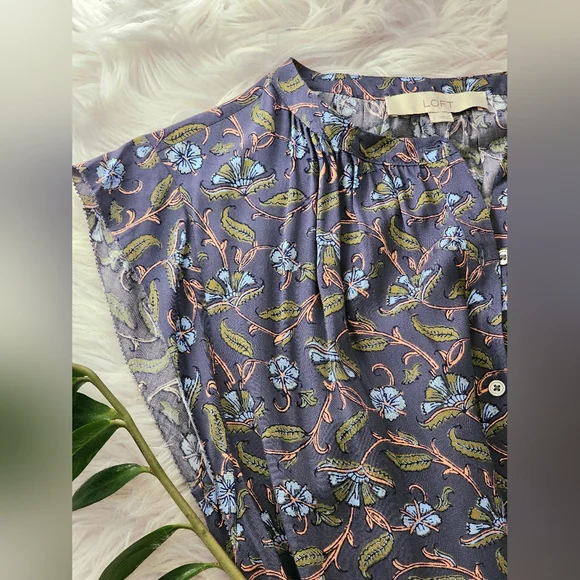 Antique Blue Floral Button-down Dress - Picture 5 of 6